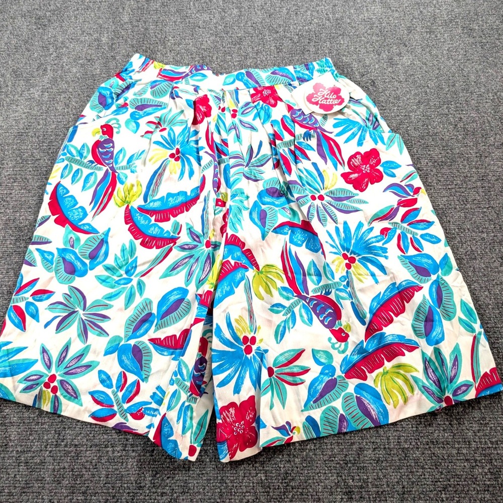Vintage Hilo Hattie Shorts SZ XL NWT Deadstock Rayon Flowy Tropical Beach Resort